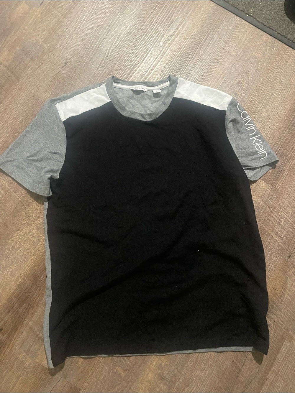 Calvin Klein Black, Gray & White Colorblock Crew Neck Tee